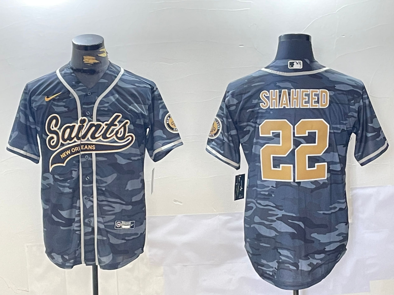 Men's New Orleans Saints Rashid Shaheed #22 Grey Camouflage Jersey